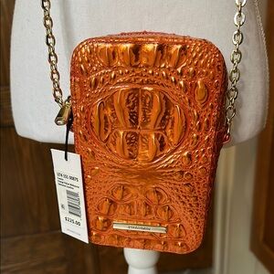 Brahmin Orange Potion Crocodile Embossed Cassia Crossbody Bag